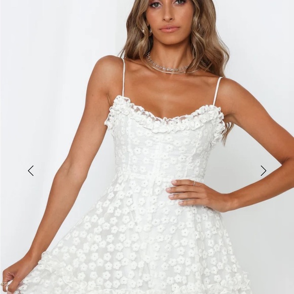 Hello Molly United Hearts White Embroidered Floral mini Dress White Small 4 - Picture 2 of 12